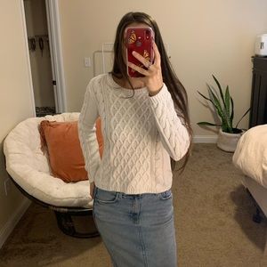 H&M white cable knit sweater